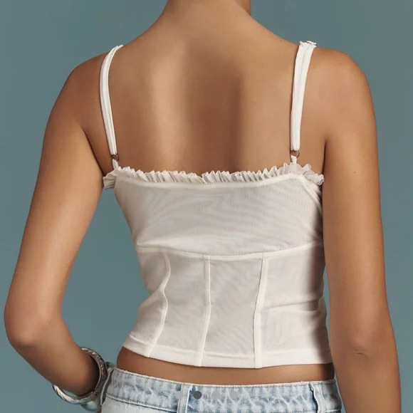 NWT Anthropologie Pilcro Elegant White Cream Ruffled Women's Top Size M Medium - Picture 3 of 12